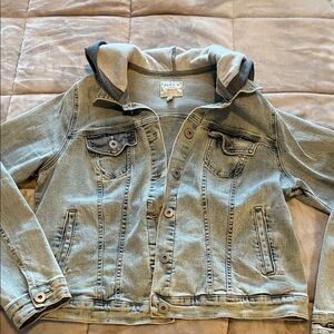 Torrid Light Blue Distressed Jacket with Hood